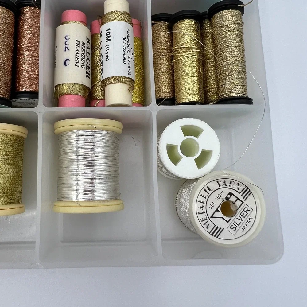 Metallic Embroidery Thread Lot Kreinik Madeira Glissen Gloss DMC 70+ Pieces